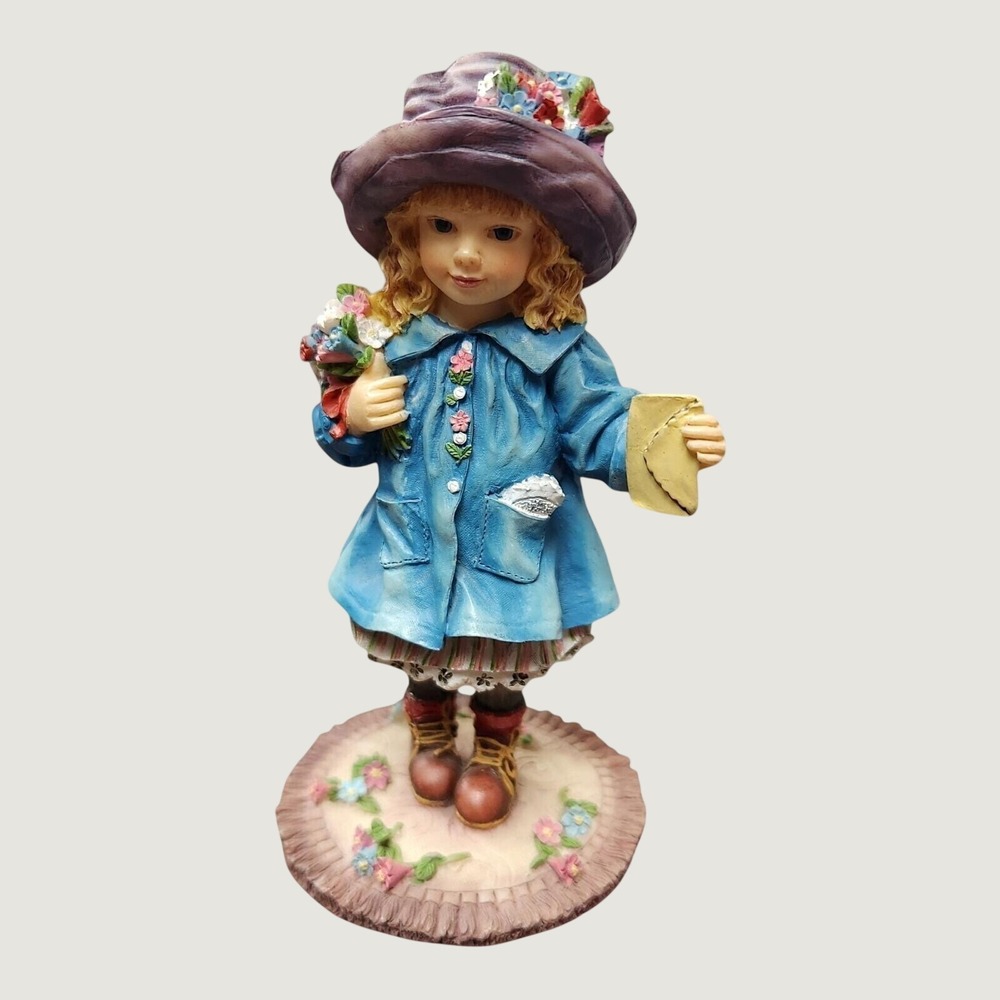 Leonardo Collection With Love Christine Haworth Figurine Blue Girl Flowers 5.5"